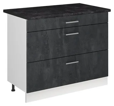Immagine prodotto di Mobiletto base per cucina Vicco R-Line Calce nera/Bianco 100 cm piano di lavoro Antracite, Model 71524