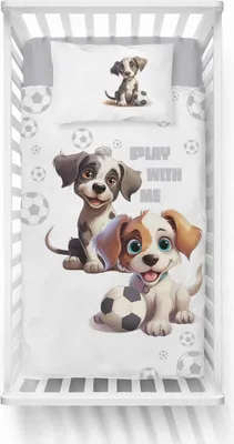Image de DETEXPOL Linge de lit Chiots gris Coton, 100/135, 40/60 cm