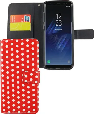 Produktbild von Handyhülle Tasche für Handy Samsung Galaxy S8+ Plus Polka Dot Rot
