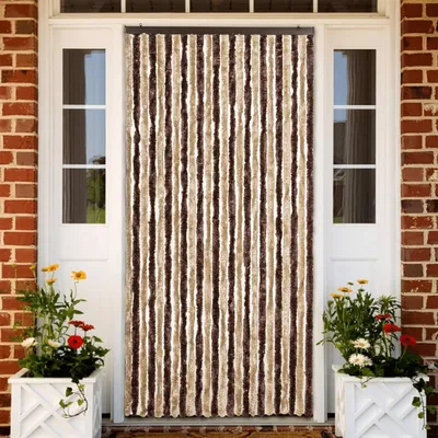 Produktbild von Beige und hellbraun – Chenille – Mückenschutznetz – Für den Außenbereich – Chenilletür – Sonnenschutz – Fliegengitter für Fenster- und Türen