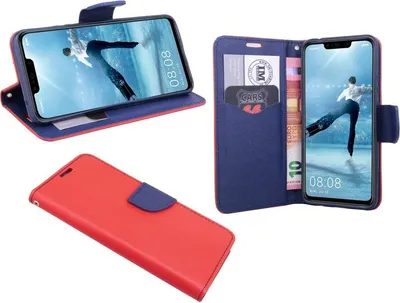 Zdjęcie produktu dla Huawei P Smart Plus etui na telefon komórkowy flip case etui ochronne na smartfona czerwone