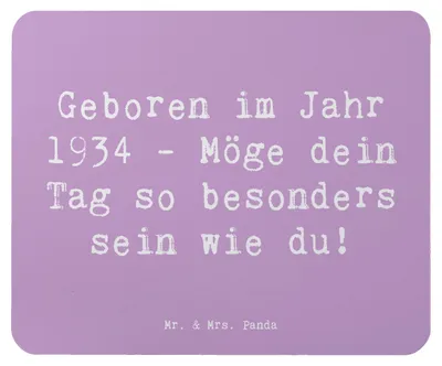Produktbild von Mr. & Mrs. Panda Mousepad Spruch 1934 Geburtstag - Lavendeltraum - Geschenk, Mouse Pad, Mauspad, Glückwunsch, besondere Geburtstagsgeschenke, Geburtsjahr, Happy Birthday