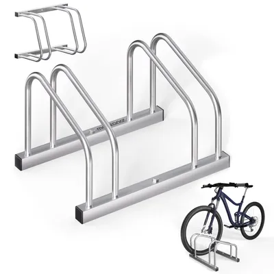 Produktbild von MONZANA® Fahrradständer für 2 Fahrräder 37cm Radabstand 30-65mm Reifenbreite rostfreier Stahl selbstsichernde Schrauben Boden oder Wandmontage Mehrfachständer Fahrradhalter Aufstellständer Radständer