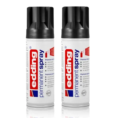 Produktbild von 2x edding Permanent Spray tiefschwarz glänzend 200 ml Premium Acryllack, RAL 90