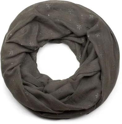 Produktbild von styleBREAKER Damen Loop Schal mit Glitzer Schneeflocken Print, Weicher Schlauchschal Einfarbig, Tuch 01017064