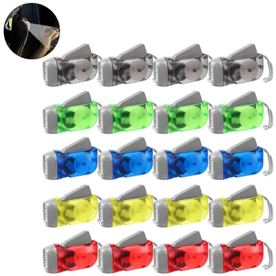 Produktbild von 20 Stück Handdruck Taschenlampen , ohne Batterie, 3 LED hell, Mini Notfalllampe tragbar, für Stromausfall, Wandern, Angeln & Geschenkset