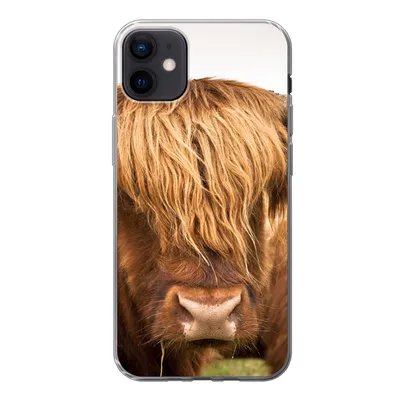 Produktbild von MuchoWow® Handyhülle Schutzhülle Hülle für iPhone 12 mini Schottische Highlander - Braun - Gras Silikon Softcase Handy Hülle - Bild