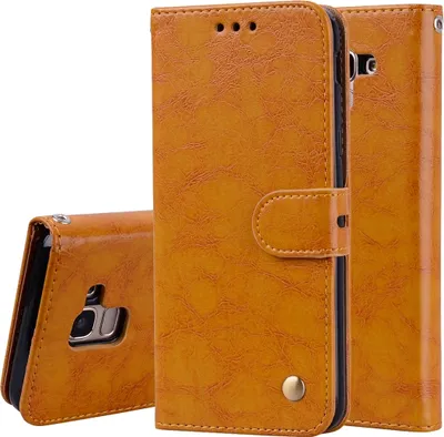 Produktbild von Mobigear Wallet  Samsung Galaxy J6 (2018) Hülle Klapphülle Geldbörse - Cognac