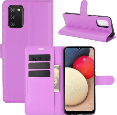Produktbild von Schutzhülle für Samsung Galaxy A02s Case Handy Hülle Cover Case Schutztasche Wallet, Farbe:Violett