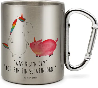 Produktbild von Mr. & Mrs. Panda Thermobecher Einhorn Schwein - Transparent - Geschenk, Teetasse, Schweinchen, Einhörner, Unicorn, thermotasse, Edelstahl, Campingbecher, Freundin