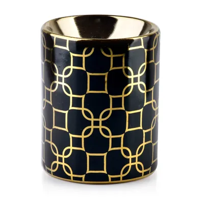 Produktbild von DUFTLAMPE Duftstövchen Duftöl KERAMIK Aromalampe DEKO Raumduft Golden Schwarz