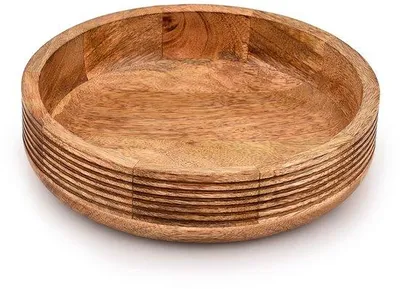 Zdjęcie produktu dla Ręcznie wykonany pojemnik na owoce z drewna mango, 10 x 10 x 2,5 cm, w kolorze naturalnym