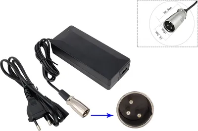 Immagine prodotto di Caricabatterie adattatore di rete PowerSmart Cavo di ricarica 80W per batterie di e-bike, pedelec, bici elettriche con connessione XLR a 3 pin come HP1202L3