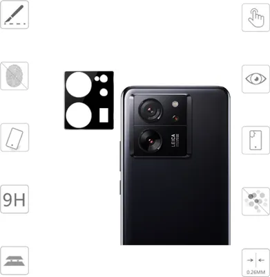 Obrázok produktu pre Ochranná fólia z tvrdeného skla 9H na zadný fotoaparát pre Xiaomi 13T / 13T Pro – čierna