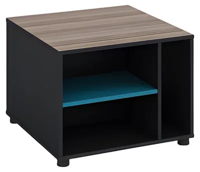 Image de Table d'appoint Carré aspect bois Marron Noir Moderne Étagère avec rangement