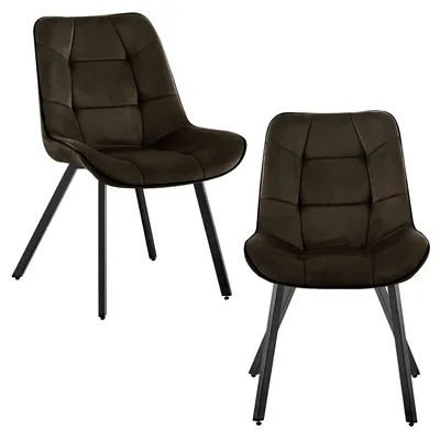 Produktbild von Samtstühle Stoffstühle Polsterstuhl Esszimmerstühle Küchenstühle aus Samt Metallbeine , Farbe:Braun;Menge:2 St.