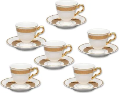 Zdjęcie produktu dla Thun 1794 Marie Louise, filiżanki do kawy, czeska porcelana, złoto, Thun, 6 szt.