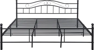 Produktbild von Metallbett mit Matratze 180x200cm Schwarz Bett Bettgestell Doppelbett [en.casa]