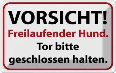 Produktbild von vianmo Blechschild 12x18 cm Vorsicht Freilaufender Hund Warnschild Hinweisschild Sicherheit