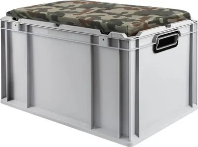 Produktbild von Eurobox NextGen Seat Box Camouflage | HxBxT 36,5x40x60cm | 65 Liter | Griffe offen | Grau | Eurobehälter, Sitzbox, Transportbox, Transportbehälter, Stapelbehälter