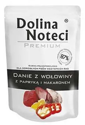 Produktbild von Dolina Noteci Premium - Nass-Alleinfuttermittel für ausgewachsene Hunde aller Rassen mit Rindfleisch, Paprika und Nudeln 100g (5-er pack)