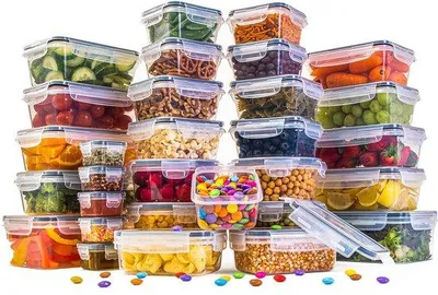 Obrázok produktu pre Vzduchotesné plastové nádoby na potraviny, 60-dielna sada, do kuchyne