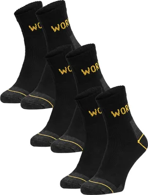 Produktbild von Sestimi Herren Work Socken 3/4 Kurz - Robuste Baumwollsocken, Atmungsaktiv, Verstärkte Zehen & Ferse, 3er Pack, Schwarz, Ideal für Arbeitsschuhe 43-46
