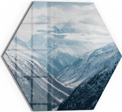 Produktbild von DEQORI Magnettafel Glas 55x48 cm 6-eckig 'Alpenmajestät' beschreibbar Whiteboard Küche