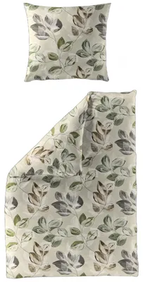 Produktbild von Bierbaum Biber Bettwäsche 155x220 Blätter natur grün beige 4136-80