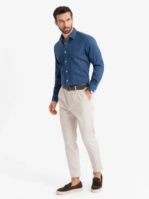 Produktbild von Ombre Clothing Herren Jeanshemd Temetiu dunkelblau L