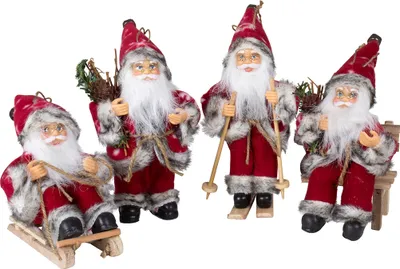 Produktbild von Weihnachtsmann 18cm, 4er Set, 4 Designs Dekofigur Weihnachten