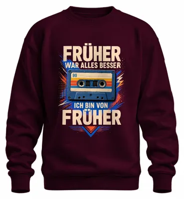 Imagen del producto de "Antes todo era mejor". Sudadera con cuello redondo, diseño sarcástico, marca "Statement", color burdeos, talla XL