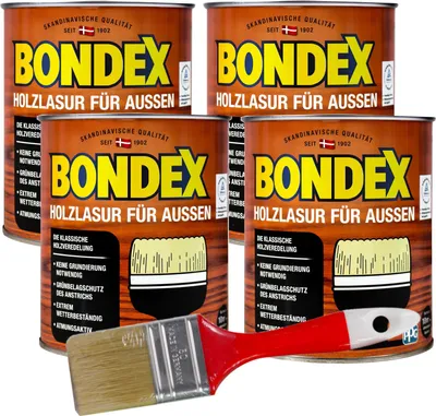Produktbild von Bondex Holzlasur für Aussen Rio Palisander 3L inkl. 50mm Pinsel