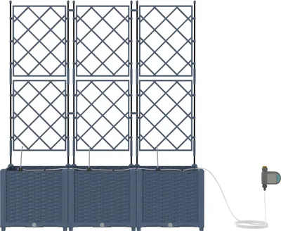 Immagine prodotto di vidaXL Vasi da giardino, set da 3 pezzi, grigio, 120 x 40 x 142 cm, plastica