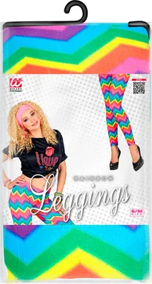 Imagen del producto de Leggings, medias, estampados neón, estilo discoteca, años 90, talla S/M