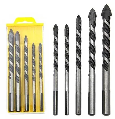 Produktbild von Set von 5 Bohrern für Keramik, Fliesen und Beton - Glasbohrer für Profibereich - Inklusive Holzbohrer - Verschiedene Durchmesser (6, 8, 10, 12 mm)