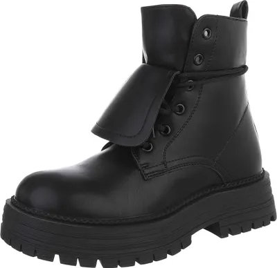 Produktbild von Ital-Design Damen Stiefeletten Plateaustiefeletten Leicht gefüttert Lederoptik Schnürstiefeletten 90169556 Schwarz Gr.  41