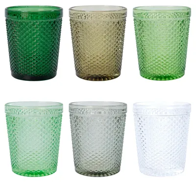 Wassergläser Honey Greenery 300 ml 6er-Set Glas Diamantlook