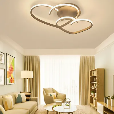 Zdjęcie produktu dla 55cm Ściemnialna nowoczesna lampa sufitowa LED w kształcie serca z pilotem Lampa chroniąca oczy (kawa)