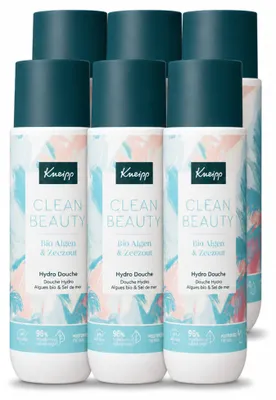 Imagen del producto de 6 unidades de gel de ducha Kneipp Clean Beauty, con algas y sal marina, de 200 ml cada uno. Paquete económico