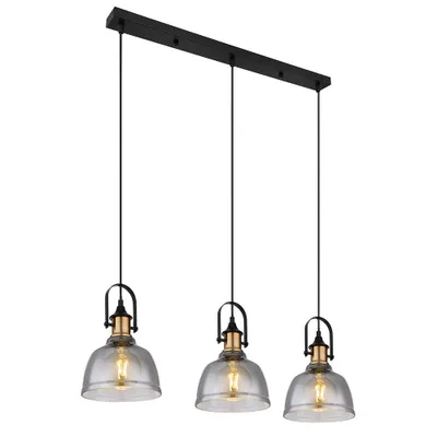 Produktbild von Pendelleuchte, Messing, Rauchglas, 3 flammig, H 120 cm