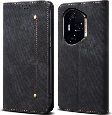 Produktbild von Hülle für Honor 400 Pro Leder Brieftasche Flip Bookstyle Schutzhülle mit Standfunktion Schwarz