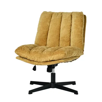 Productafbeelding van Meubles Cosy Verstelbare, draaibare relaxfauteuil met armleuningen en een dikke zitting van gele chenille – CONFOD
