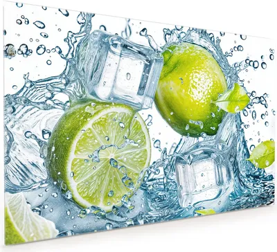 Produktbild von Küchenrückwand Spritzschutz Glas mit Motiv Limetten Splashing 40 x 40 cm