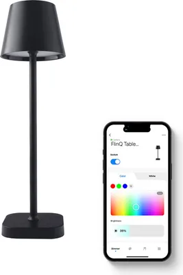 Produktbild von FlinQ Smart Tischlampe Lume – Wiederaufladbar, Touch, Dimmbar, Kabellos – Für Schlafzimmer & Wohnzimmer – Schwarz