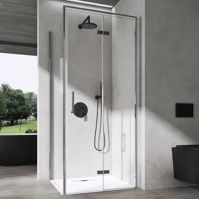 Image de doporro Cabine de Douche en Angle Montage réversible 75x80x195cm Paroi de Douche avec Porte Pliante en Verre Transparant avec Nano-revêtement Design Ravenna37