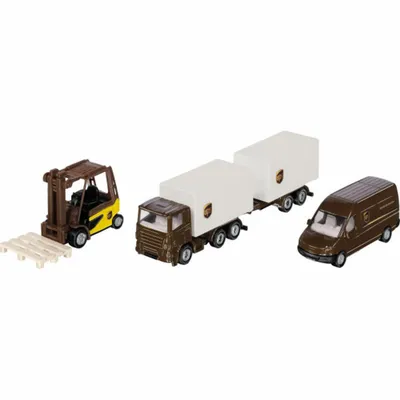 Produktbild von SIKU 6324, UPS Logistik Set, Metall/Kunststoff, Braun/Weiß, Viele Funktionen, Kombinierbar mit SIKU Modellen im gleichen Maßstab