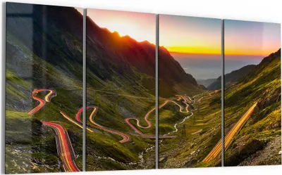 Produktbild von DEQORI Glasbild Echtglas 4x30x60 cm 'Spektakulärer Bâlea-Pass' Wandbilder XXL groß