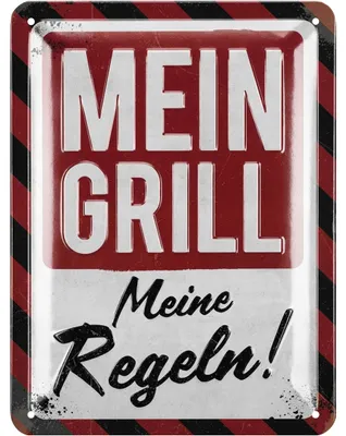 Produktbild von LANOLU retro Blechschilder Grillen, Mein Grill meine Regeln, BBQ Grill Retro Deko, Grillplatz Schild Garten, Geschenk Papas Grillecke Schild