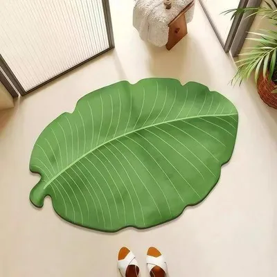 Imagen del producto de Alfombrilla antideslizante con base de goma – Alfombrilla de secado rápido para baño, ducha y cocina – Diseño en forma de lámina – Tamaño: 40x60 cm
